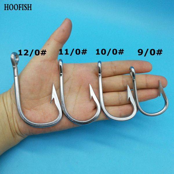 Accessoires Hoofish 5pcs/Los riesiger Stachel Seefischerhaken 9/0#10/0#11/0#12/0#Big Thunfisch Bass Hai Fischhaken Edelstahl Fishing Haken