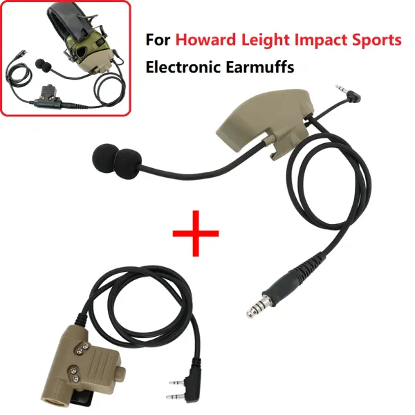 Acessórios Microfone PTT para Howard Leight Impact Sports Electrony Earsffs para Airsoft Shooting Hunting Tactical Headset