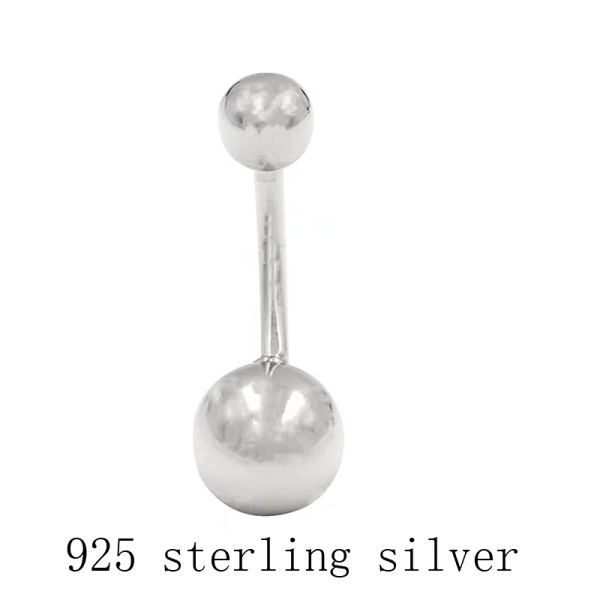 Schmuck 925 Sterling Silber Belly Bar Doppelballnabel Ringe Langhantelkörper Piercing Schmuck Schmuck