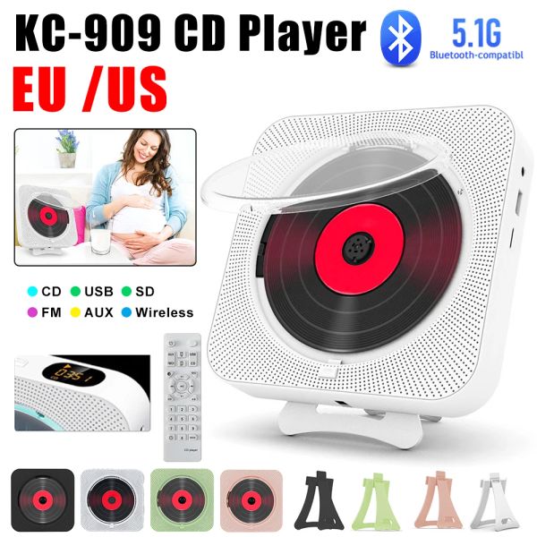 Player tragbarer CD -Player Bluetooth -Lautsprecher Stereo 3,5mm CD -Player LED -Bildschirm Wandmontierbarer CD -Musikplayer mit IR -Fernbedienung FM