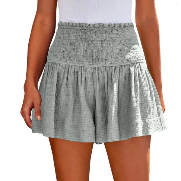 Frauen Shorts Womens Hohe Elastizität Tailliertes Falten Rüschen süßer Strand lässig Biker Frauen Plus Size Short Hosen