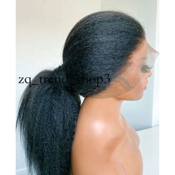 Natürliches brasilianisches Haar 13x4 Spitze Frontalperücke vorgezogen mit Baby Haar Kinky Straight 180 Dichte Synthetische Haar Perücken schwarze Frauen 36