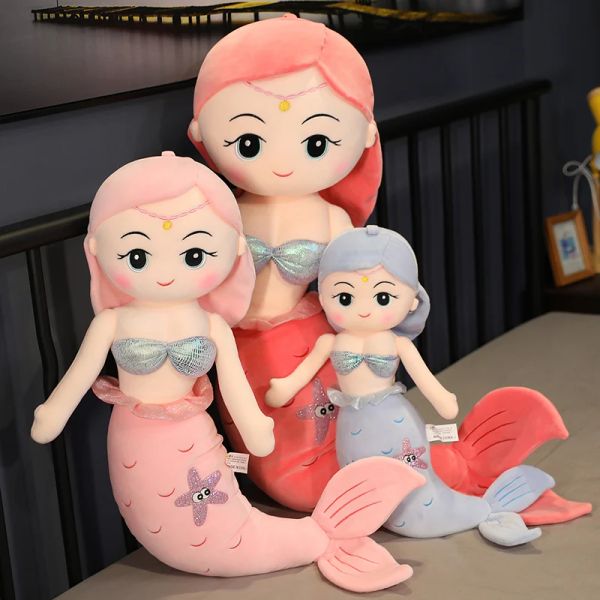 Bonecas de bonecas de tamanho múltiplo kawaii sereia brinquedos de pelúcia macia travesseiro de animais de pelúcia de brinquedo de brinquedo bonecas de crianças meninos e meninas presentes de aniversário decoração