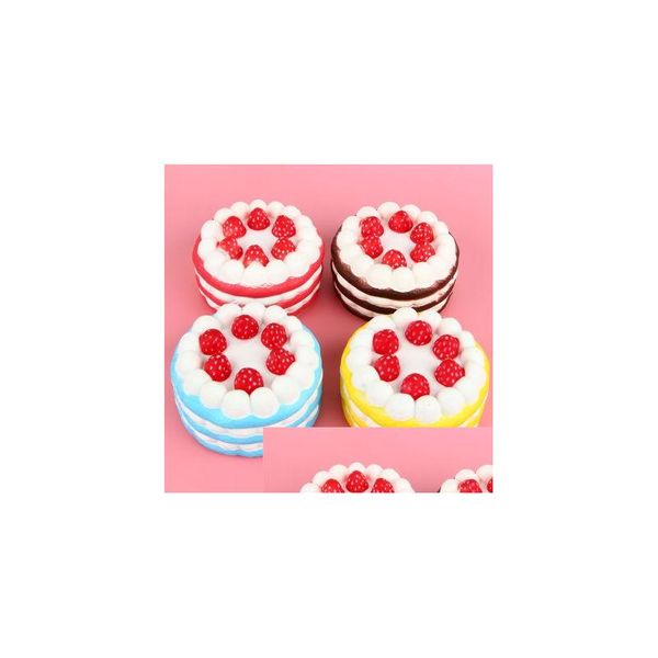 Bolo de brinquedo descompressivo bolo mole Stberry por creme rosa amarelo vermelho café azul decoração jumbo jumbo lento Squishies Drop Drop to Dhazn