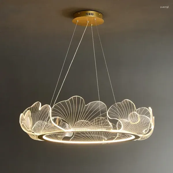 Candeliers modernos acrílico luminoso luzes pendentes para sala de jantar mesas de comida de comida de café luminária decoração de casa pendurada luminária