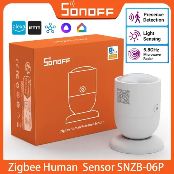 Sonoff de controle sensor de presença humana zigbee SNZB06P Detecção de presença Sensor de luz Automação doméstica inteligente para o Google Alexa Alice