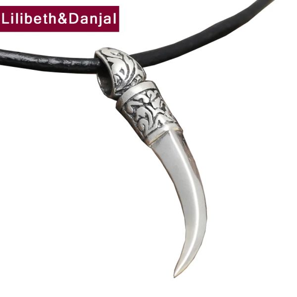 Halsketten Wolf Zahnzauber Anhänger 100% real 925 Sterling Silber Schmuck Halskette Anhänger Geschenk für Männer Frauen machen feinen Schmuck 2024 F12