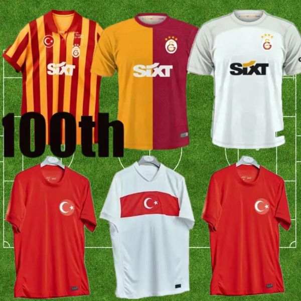 2023 2024 Turquia Galatasaray Soccer Jerseys ICARDI ZANIOLI BAKAMBU MERTENS ZAHA AKGUN AKTURKOGLU 100º aniversário Terceiro Campeão Liga 23 24 Camisa de futebol