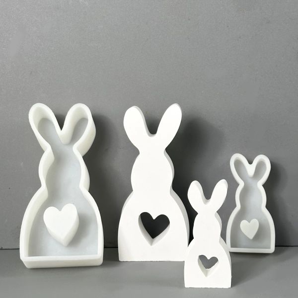 Ceramica fai -da -te Pasqua Bunny Silicone Candela Stampo 3D Ornamento Gypsum Gypsum che produce stampi per fusione in calcestruzzo in cerotto in resina