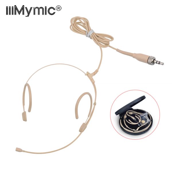 Mikrofone Upgrade -Version Elektretkondensator Headworn Headset Mikrofon 3,5 mm Buch TRS Locking Mikrofon für Sennheiser Körperpack dickes Kabel