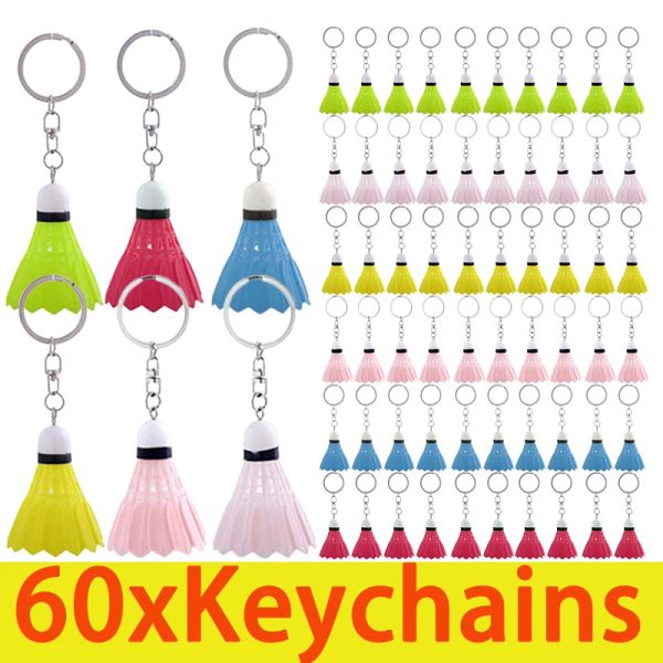 Correntes 60pcs esportes de teclados fofos mini badminton keychain keyrings acessórios de joias