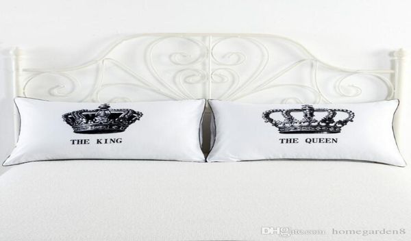 Weiße Kissenbezug Persönlichkeit weißes Paar Kissenbezug Königskönigin Krone Liebe eine Vielzahl von gemustertem Bettwäschepaar5931046