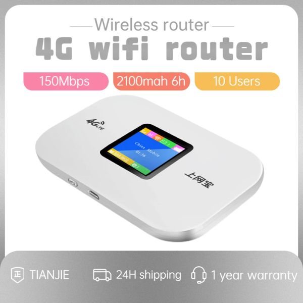 Маршрутизаторы Tianjie Wireless Wi -Fi Router Portable Mini 3G 4G разблокированный LTE MIFI Pocket Wi -Fi SIM -карта Unlimited Internet Mobile Wi Fi Hotspot