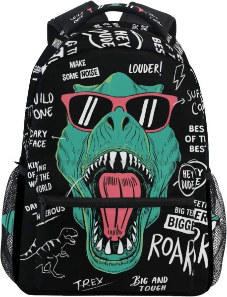 Bolsas Cool T rex dinossauro engraçado grande mochila de mochila personalizada ipad tablet Saco de viagens com vários bolsos para homens mulheres
