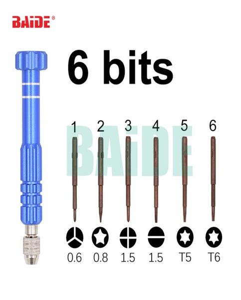 6 in 1 Schraubendreher Bronze S2 Bit Schraubtreiber mit 06Y 08 Pentalobe 15 Phillips geschlitzte T5 T6 Reparaturwerkzeugkit für iPhone 4 5 62954801