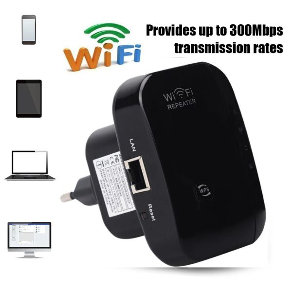 Roteadores 2.4g 300Mbps WiFi Repetidor remoto 802.11b/g/n Repetidor de Wi -Fi de alta velocidade do roteador sem fio com porta Ethernet integrada com antenas Ethernet