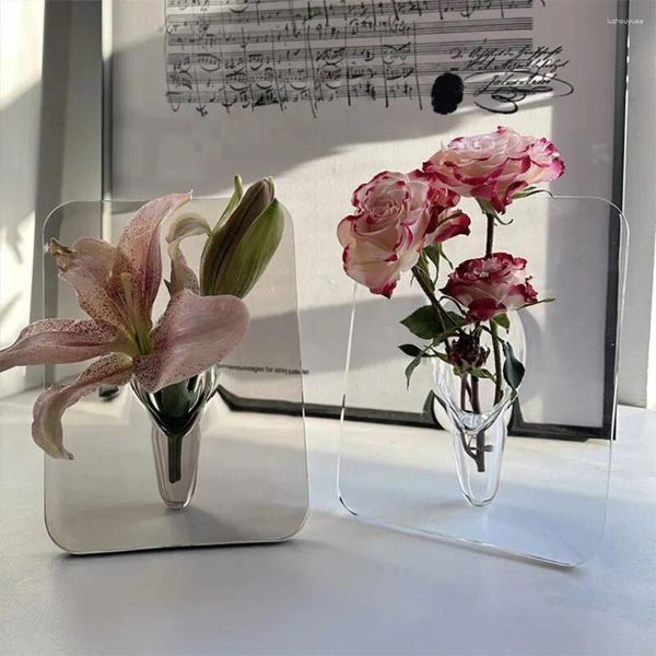 Вазы акриловой PO рамка Vase Современный цветок простой настольный расположение орнамент для свадебного стола декор