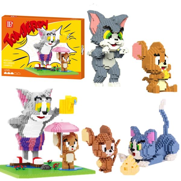 Toys Anime Model Ziegel Mini Pet Cat und Maus -Mikrobausteine Spielzeug Cartoon Doll Modell für Kinder Spielzeug Geschenk