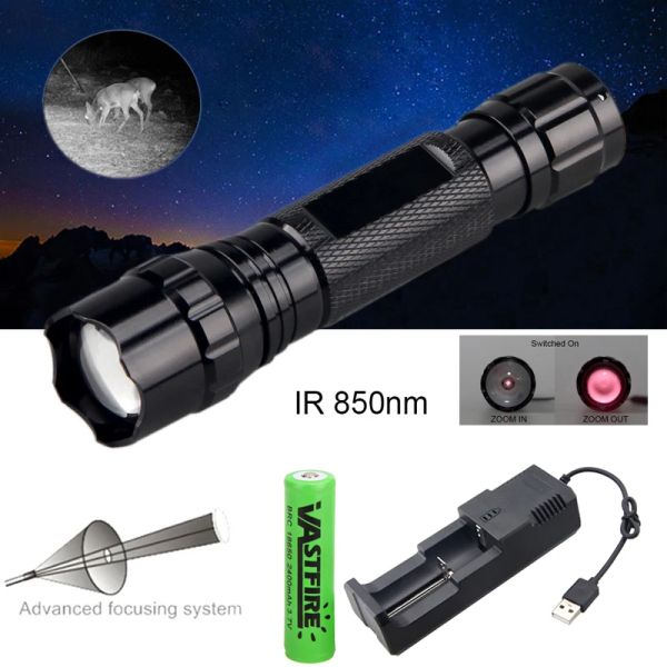 SCOPES 5W IR850NM Night Vision Vision Vision Torcia Radiazione a infrarossi tattici IR Zoomble Outdoor Waterproof Hunting Truminazione