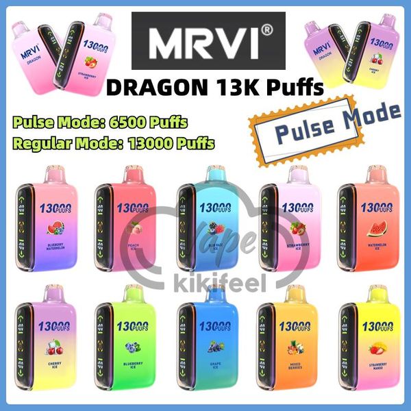 barra del soffio vuoto usa e getta Mrvi Dragon 13000 sbuffi shisha uva banana melograno succo 20 ml di capacità del soffio 12000 sbuffi 20k vapodinamico