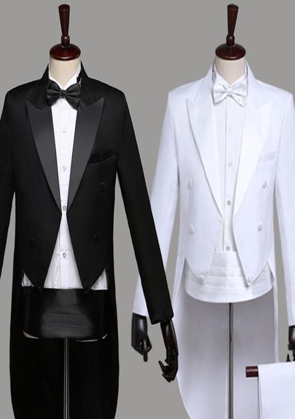 Black White Adult Men039s Tuxedo Groomsmen Host masculino Fantasmas Magiciano Desempenho de palco mostra figurino de dança de jazz dwy15714364