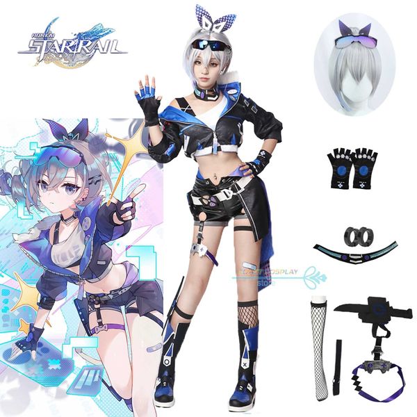 Anime -Kostüme Honkai Star Rail Cosplay Com Silver Wolf Game Rollenspiele Uniform Perücke Neue Style Cosplay Kleidung Hälfte Party Outfits Frauen Y240422