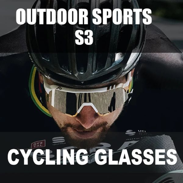 Óculos de sol S3 copos de ciclismo Esportes ao ar livre óculos de sol Mountain Bicycle Glasses Men Women Speed Road Bike Goggles Eyewear TR90 com caixa