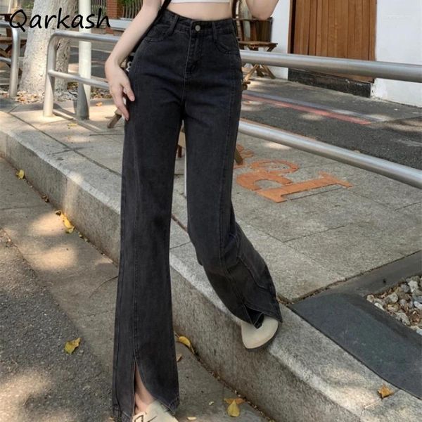 Frauen Jeans hohe taillierte Frauen schwarzer Vintage Lose Knopf koreanischer Stil All-Match Herbst Streetwear Solid Fashion Einfache Student