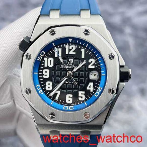 AP Racing Wrist Watch Royal Oak Offshore Serisi 15701ST Blue and Black Hassas Çelik Erkekler İzle Otomatik Makine 44mm