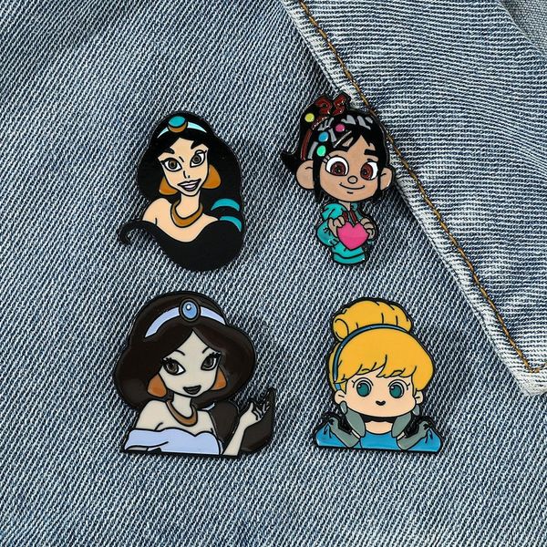 Collezione Princess Stumette Cute Film anime Games Games Pins Hard Enamel Pins raccolta battitore per battitore con cappello da zaino da backpack in metallo badge.