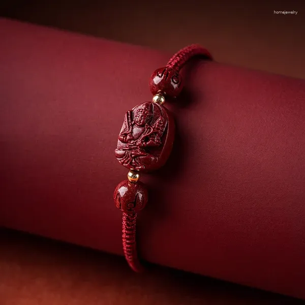 Strand Manjushri Bodhisattva Dragon Bracciale Cinnabar Bead 2024 Risolve Weaving Tai Sui Red Rope 12 Zodiac Year Amulet