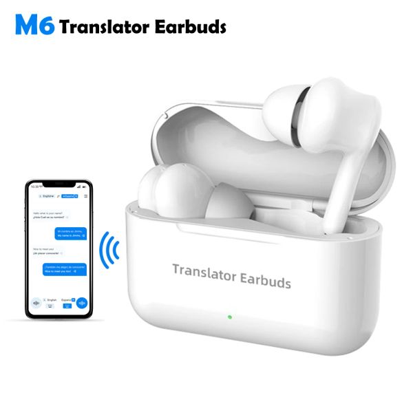 Traduttore Translation Aurione Multi Language traduzione in tempo reale Traduttore Intelligente Translatore WirelessBluetooth Auricolare M6 Traduttore