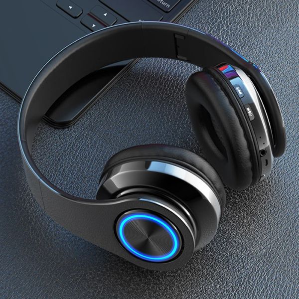 Fones de ouvido fones de ouvido Subwoofer Headphones Heads Wireless Bluetooth Gaming Headsets para TV PC Headset LED LED LED COM MICROPONONEN EARPOLE
