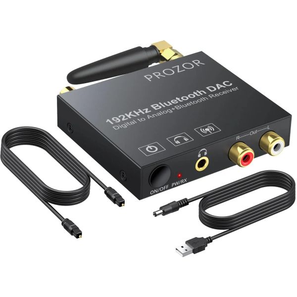 Konverterprozor 192KHz Digital bis analoger Audiokonverter mit Bluetooth 5.0 -Empfänger Digital bis analog Stereo -L/R -RCA -Audioadapter