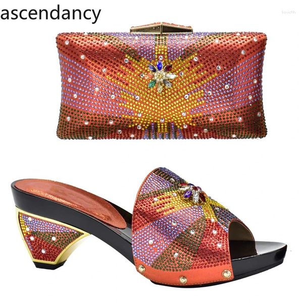 Обувь Fuchsia Color Italy Shoe и сумки набор украшены страном высококачественной африканской свадебной вечеринки африканских женщин