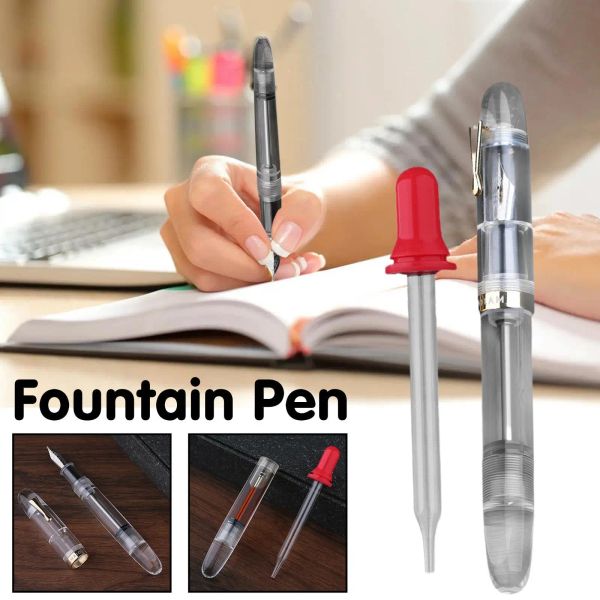 Pens Majohn C4 Transparente Big Size Fonte Pen EF/F/M Nib RECENDO PENHO DE PENOS DE PENOS DE ESCOLAS DE ESCOLAS DE QUALIDADE EF EF