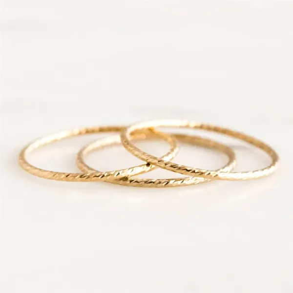 Anéis 14K Gold Sparkle Packing Ring Minimalism Jóias Anel Junta Anel Hipoalergênico Jóias Tarnize Anéis Resistentes