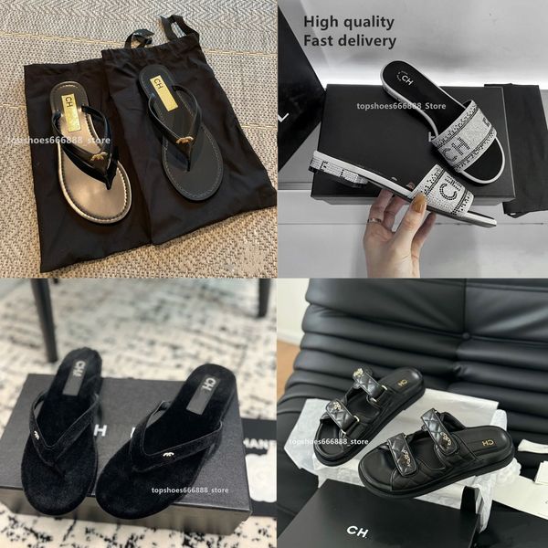 Paris Sandálias Casuais Casual 2024 Novo Chinelo de verão Chanes Flip Flip Flips Designer de luxo Tanja versátil Sapatos romanos de moda plana Sapatos de praia de fundo H Slide H