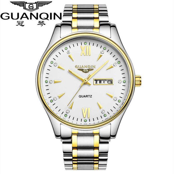 Guanqin b4 da regalo di dono di lavoro da regalo da uomo impermeabile luminoso orologio da coppia di bande d'acciaio guanqin