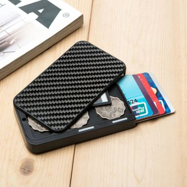 Halter Fashion Black Carbon Faser Minimalist RFID Wallet für Männer ID Kreditkarten Geschäftsbank Kartenfall Frauen rutschen RFID -Kartenhalter