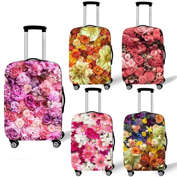 Acessórios Pretty Flower Luggage Protetive Cobes para viagens Anitdust Lowes Casos cobrem os acessórios de viagem elástica da mala Rose Say