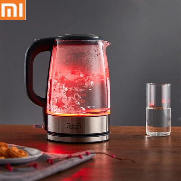 Bolli di bolli da vetro xiaomi bollitore ad acqua elettrica in acciaio inossidabile a led tea vaso leggero 1.7L 220 V Controllo a temperatura antidry bollitore elettrico