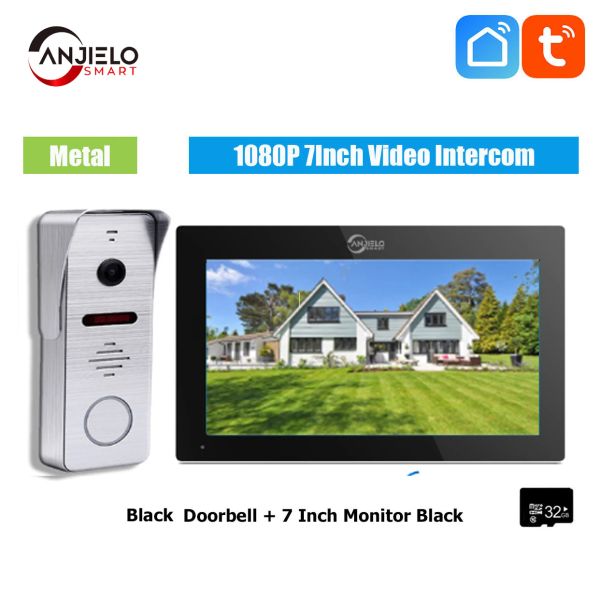 Controle 1080p Tuya Smart Wi -Fi Video Intercom no sistema de intercomunicação de proteção de segurança de casas particulares para campainha de metal doméstico