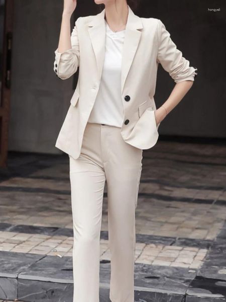 Pantaloni da donna a due pezzi Spring Women Women Elegant Blazer Cantsuit Casual Jackets Casual Pencil 2 Piece Set Female Fashion Corean Business