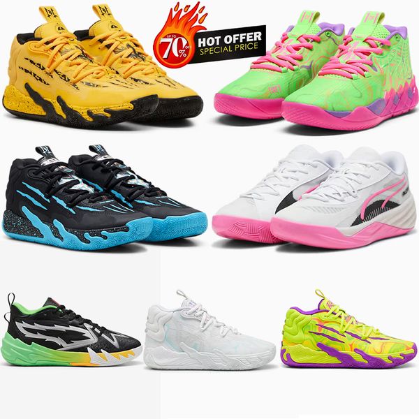 Basketballschuhe Pumaa MB 03 Herren Frauenschuhe Lila Glimmer Grüne Gecko Sicherheit gelbe Schuhe Giftrosa Outdoor Trainer Sneakers Schuhe Größe 35.5-45