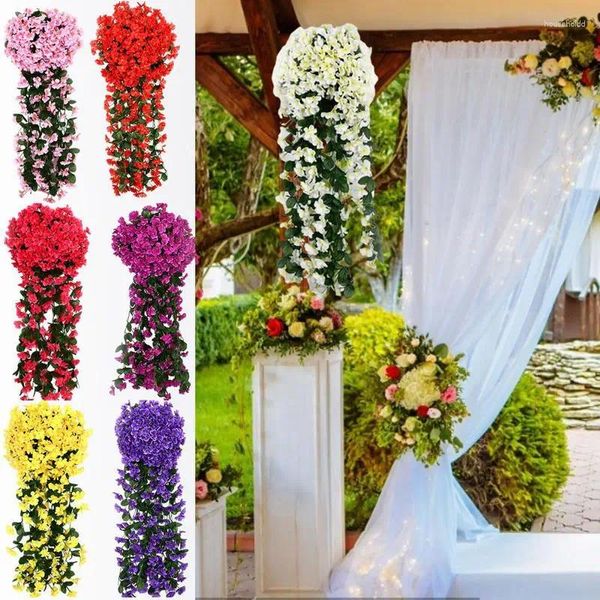 Fiori decorativi viola viola muro cesto fiore artificiale corda finta delicata decorazione non sbiadimento per decorazione per feste da giardino