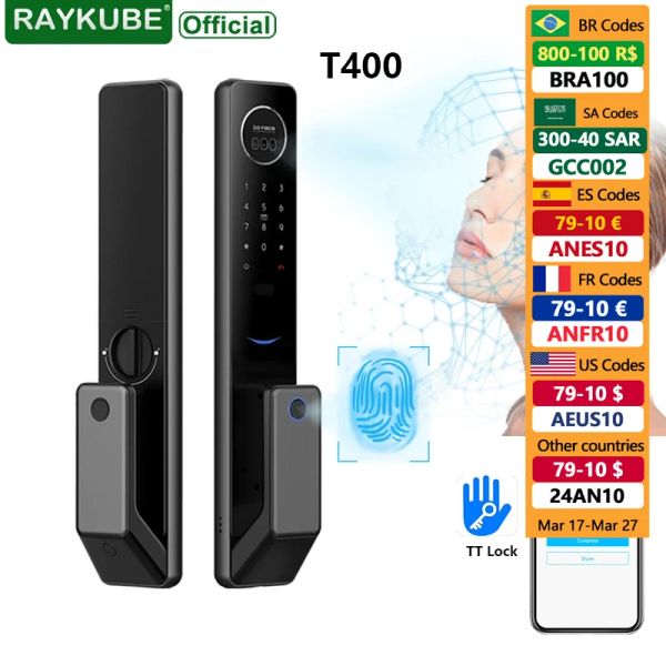 Controllo 2023 Nuovo Raykube T400 FULLAUTO Advanced TT Lock TT Riconoscimento 3D Lock Smart Door Lock Digital Digital Dispronta Electronic Lock Electronic