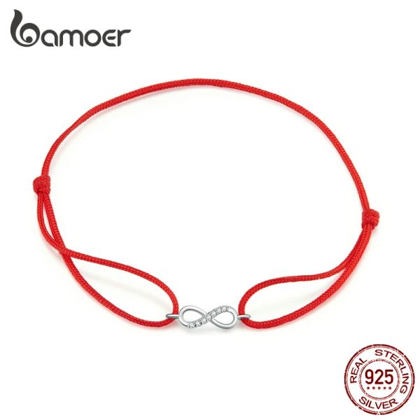 Strands Bamoer Infinity Simple Red Seil Freundschaft Armband 925 Sterling Silber Fashion Schmuck Mädchen Geschenke 2020 Neues Design SCB176