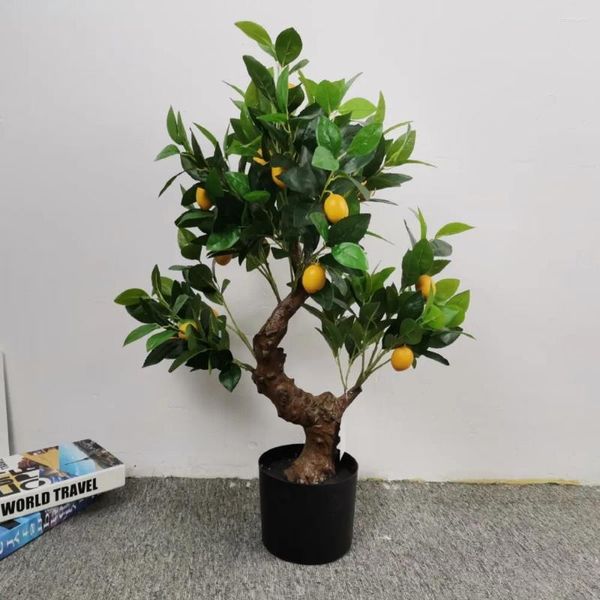 Flores decorativas Mini -árvore artificial Fake Fruit Bonsai Simulation Plants Plants para mesa de trabalho Decoração de casa de casa de banheiro