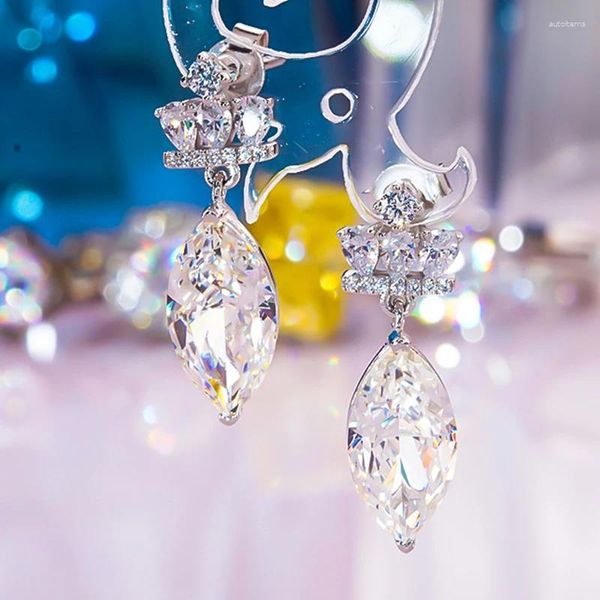 Серьги -грибы 2024 ВИНТАЖИ 3CT Высокие углеродные бриллианты PT950 Platinum Drop for Women Luxury Fine Jewelry Wedding Party